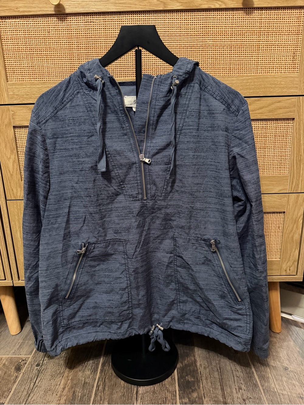 Lou & Grey Navy Hooded Anorak Pullover Jacket